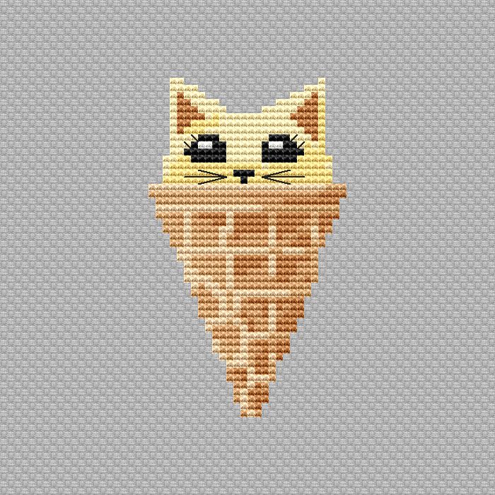 Ice cream with limon cat - PDF Cross Stitch Pattern