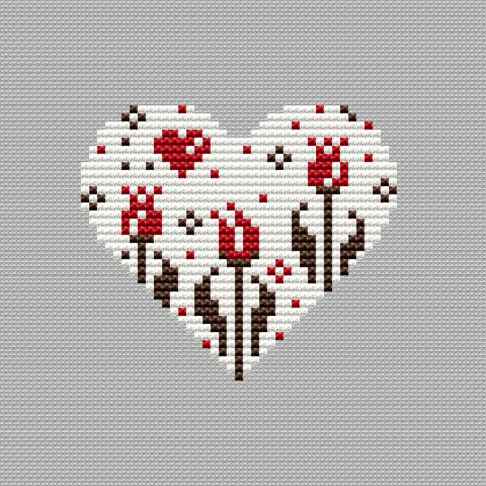 Tulip Heart - PDF Cross Stitch Pattern