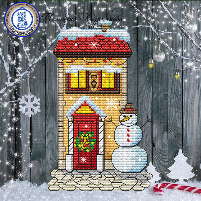A house and a snowman - PDF Cross Stitch Pattern
