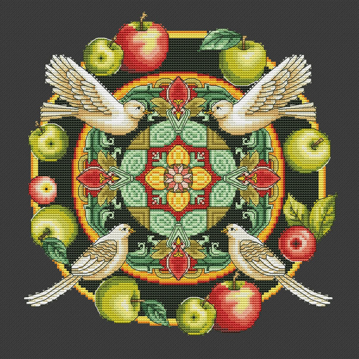 Mandala with birds - PDF Cross Stitch Pattern