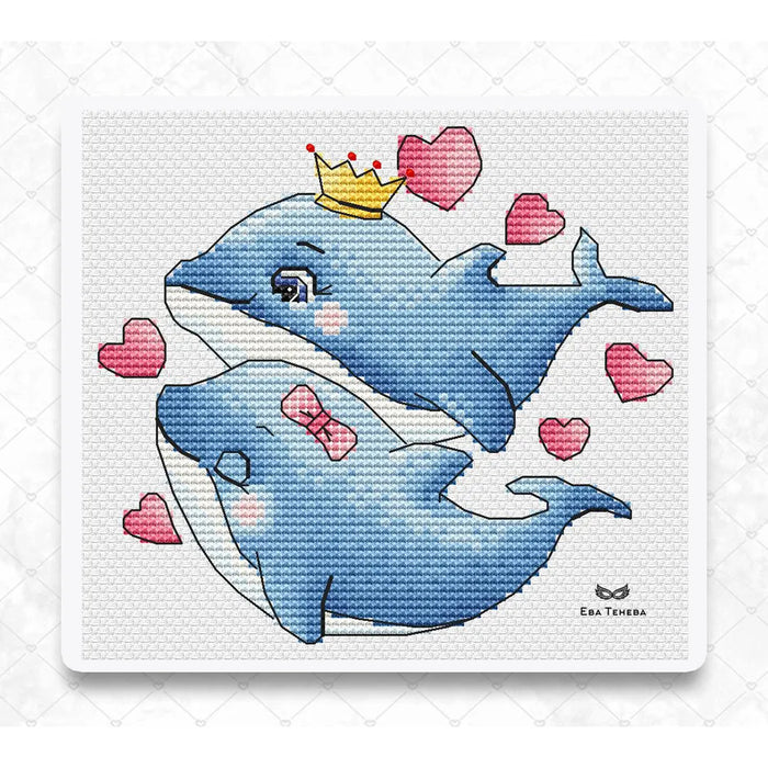 Dolphin couples - PDF Cross Stitch Pattern