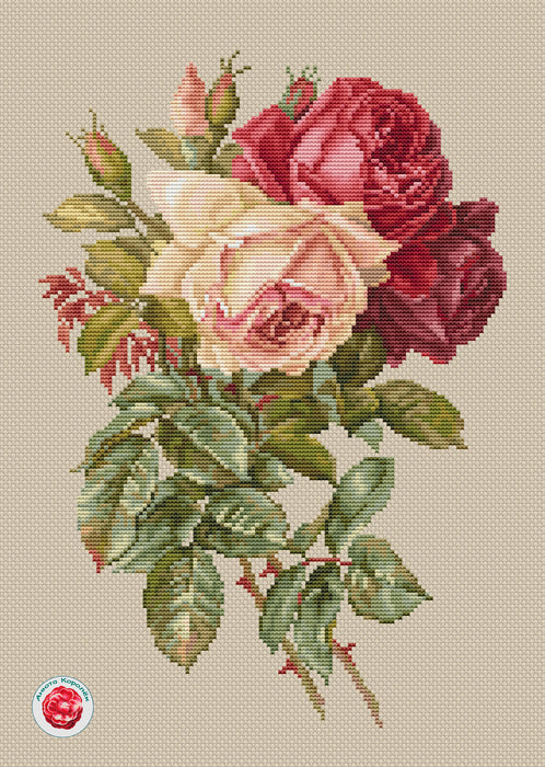 Three Roses - PDF Cross Stitch Pattern