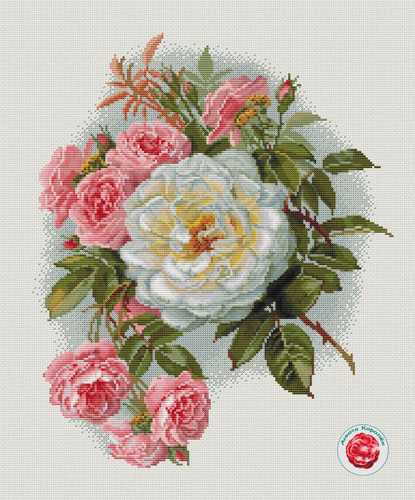 White and Pink - PDF Cross Stitch Pattern