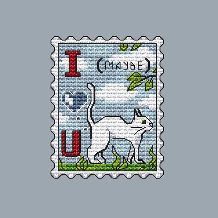 Postage stamp. I love u - PDF Cross Stitch Pattern