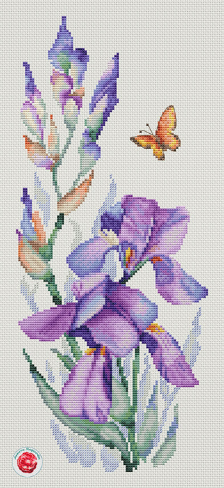 Iris and Butterfly - PDF Cross Stitch Pattern