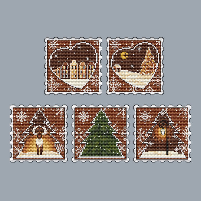 Gingerbread. Post Stamps Set - PDF Cross Stitch Pattern