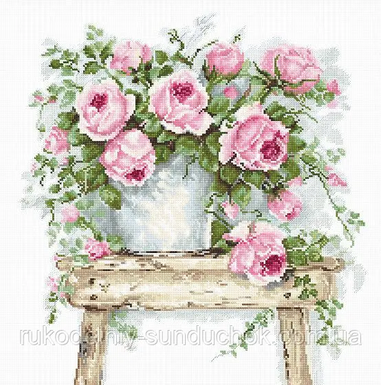 Flowers on a Stool BA2332L Counted Cross-Stitch Kit