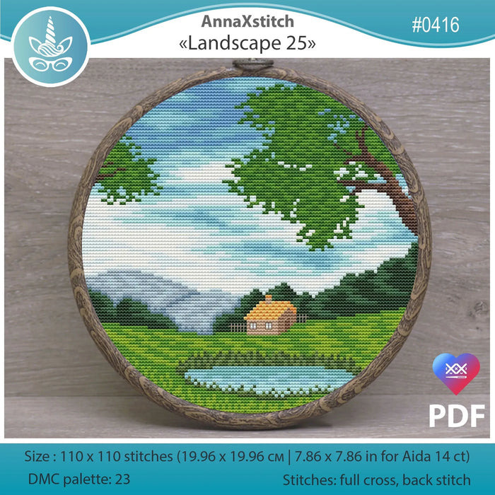 Round Landscapes. Landscape 25 - PDF Cross Stitch Pattern