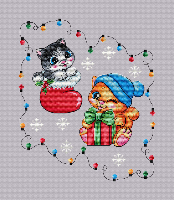 New Year Kittens - PDF Cross Stitch Pattern