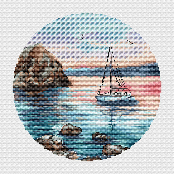 Sailboat at sunset - PDF Cross Stitch Pattern