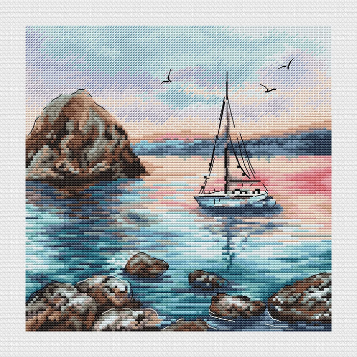 Sailboat at sunset - PDF Cross Stitch Pattern