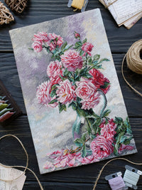 Vase of Pink Roses - PDF Cross Stitch Pattern