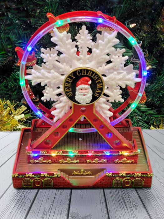 Christmas Ferry Wheel Holiday Decoration. Animated Christmas Village F07M3-10-FQ22017 Christmas Carousel