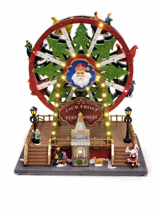 Santa's Carousel Christmas Miniature. Ferry Wheel Christmas Village F07M4-7. Jack Frost Christmas Carousel