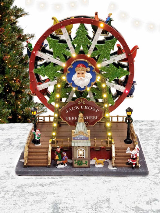 Santa's Carousel Christmas Miniature. Ferry Wheel Christmas Village F07M4-7. Jack Frost Christmas Carousel