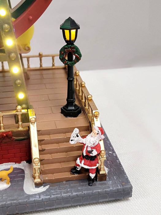 Santa's Carousel Christmas Miniature. Ferry Wheel Christmas Village F07M4-7. Jack Frost Christmas Carousel