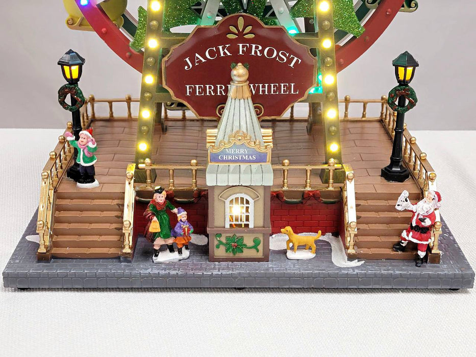 Santa's Carousel Christmas Miniature. Ferry Wheel Christmas Village F07M4-7. Jack Frost Christmas Carousel