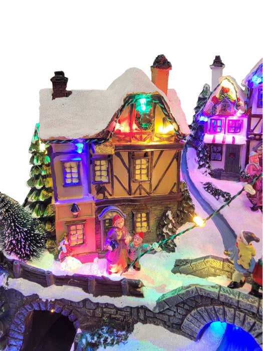 Winter Christmas Village with Train. Christmas Miniature. F07M4-17