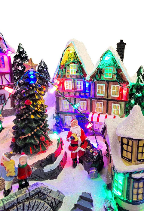 Winter Christmas Village with Train. Christmas Miniature. F07M4-17