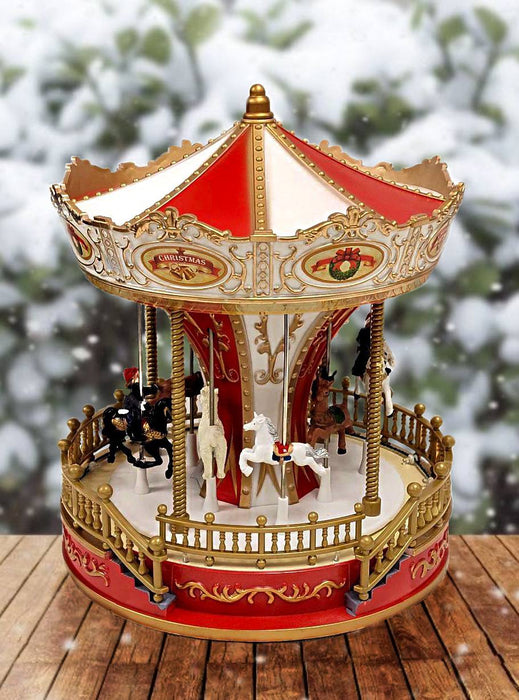 Christmas Carousel Decoration. Animated Christmas Village F07M4-10