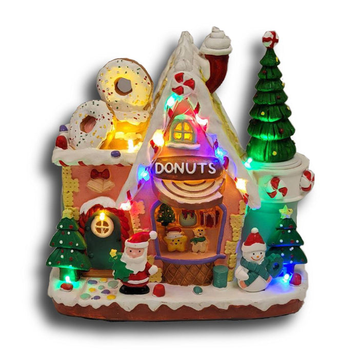 Gingerbread Donuts House Christmas Miniature. Christmas Village F07M4-21