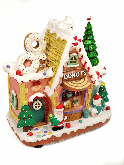 Gingerbread Donuts House Christmas Miniature. Christmas Village F07M4-21