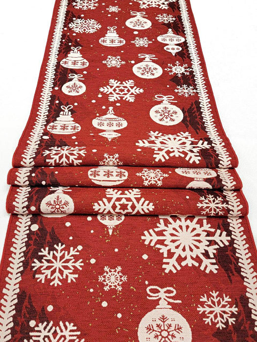 Red Christmas Ornaments Table Runner F07M5-10B