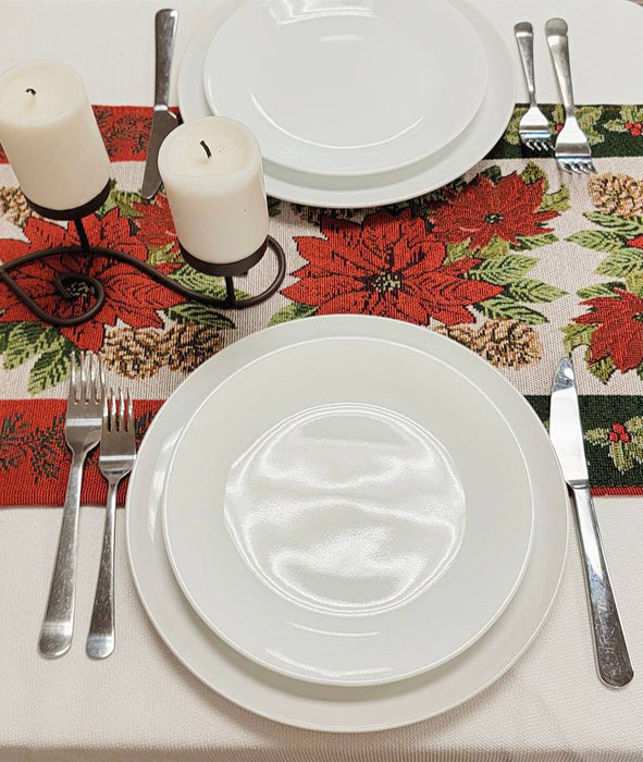 Poinsettia Christmas Table Runner F07M5-8G