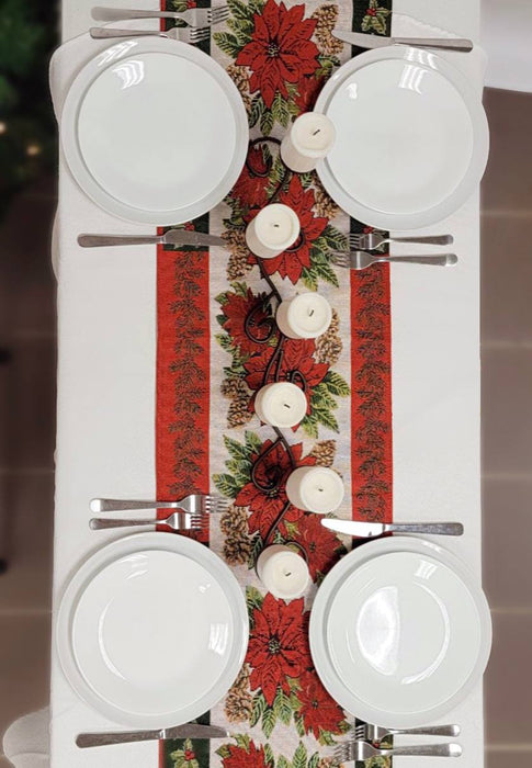 Poinsettia Christmas Table Runner F07M5-8G