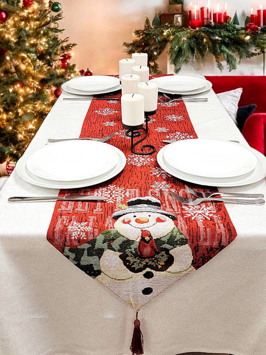 Snowman Christmas Red Table Runner F07M5-8F