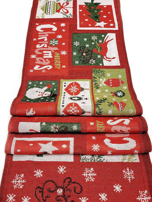 Holiday Patchwork Christmas Table Runner F07M5-8D