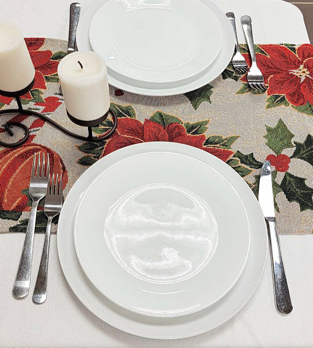 Festive Poinsettias Christmas Table Runner F07M5-8B