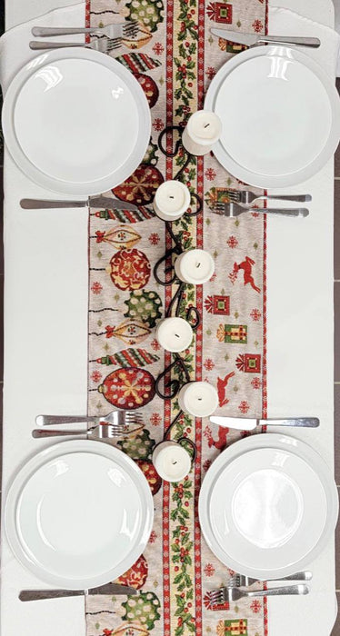 Christmas Table Runner with Holiday Icons F07M5-8A