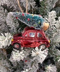 Christmas Glass Ornament - Car with Christmas Tree by Wizardi F07M3-9 HB-SY25266