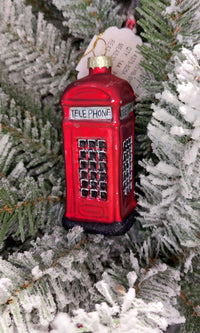 Christmas Glass Ornament - Red Phone Booth by Wizardi F07M3-13 HB-SY25046