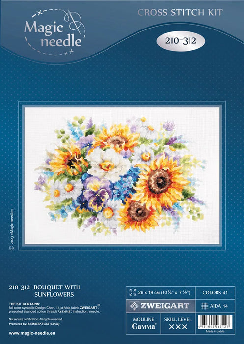 Bouquet with Sunflowers 210-312 Counted Cross-Stitch Kit