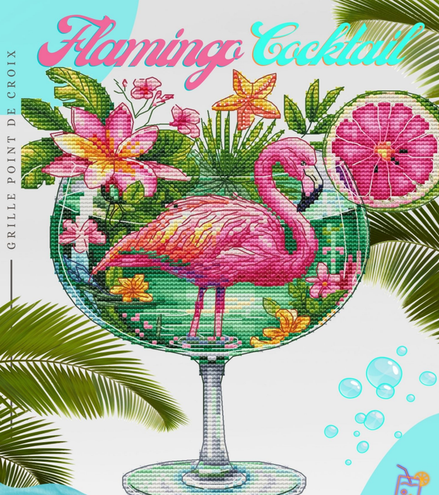 Flamingo cocktail - PDF Cross Stitch Pattern