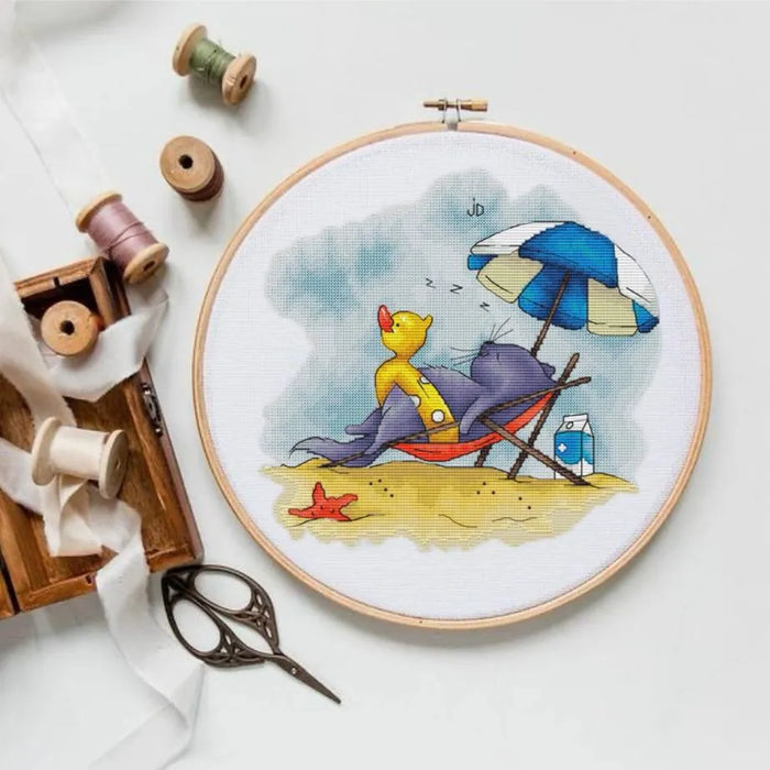 Cat at sea - PDF Cross Stitch Pattern