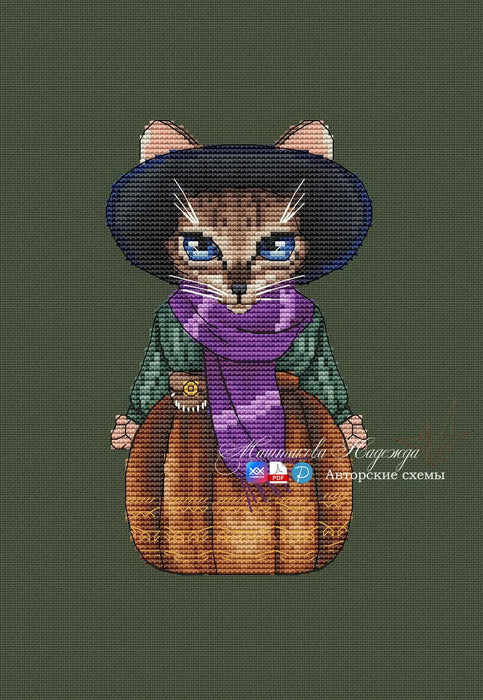 Boho kitty Moore - PDF Cross Stitch Pattern