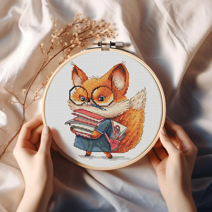 Fox with Books - PDF Cross Stitch Pattern