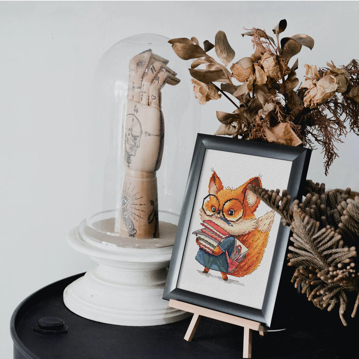 Fox with Books - PDF Cross Stitch Pattern