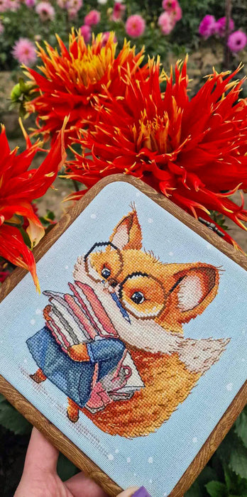 Fox with Books - PDF Cross Stitch Pattern