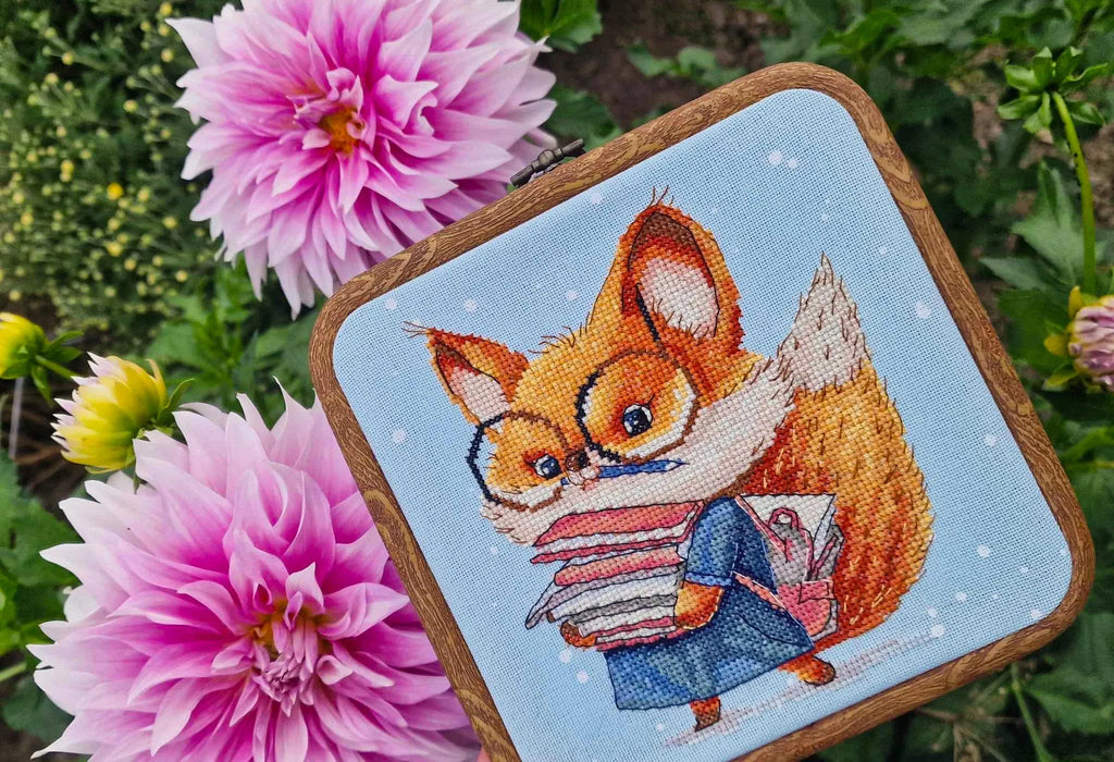 Fox with Books - PDF Cross Stitch Pattern