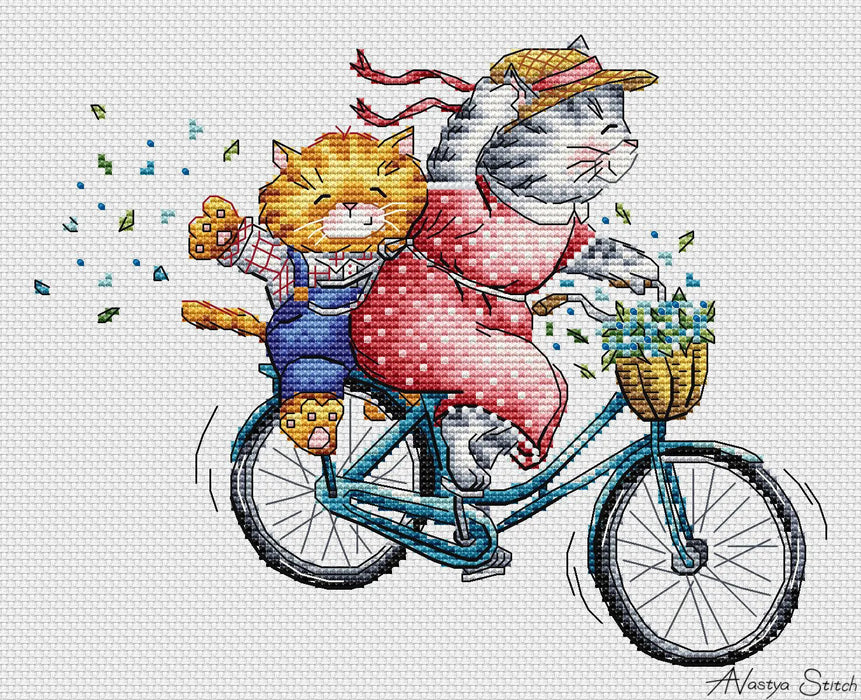 We're Riding a Bicycle - PDF Cross Stitch Pattern