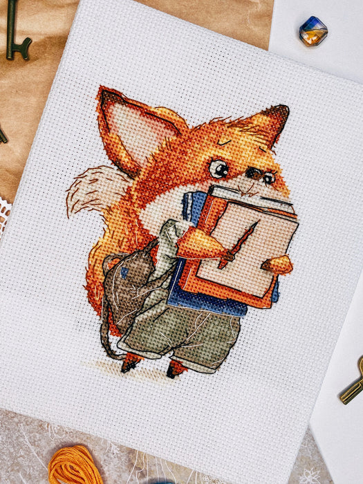 Fox with Notebooks - PDF Cross Stitch Pattern