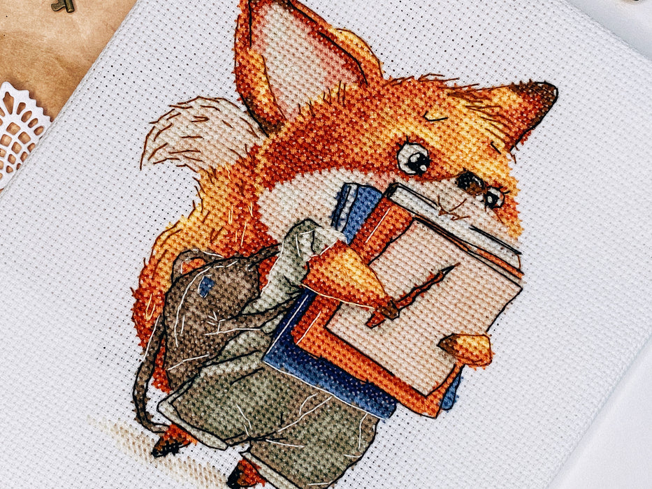 Fox with Notebooks - PDF Cross Stitch Pattern