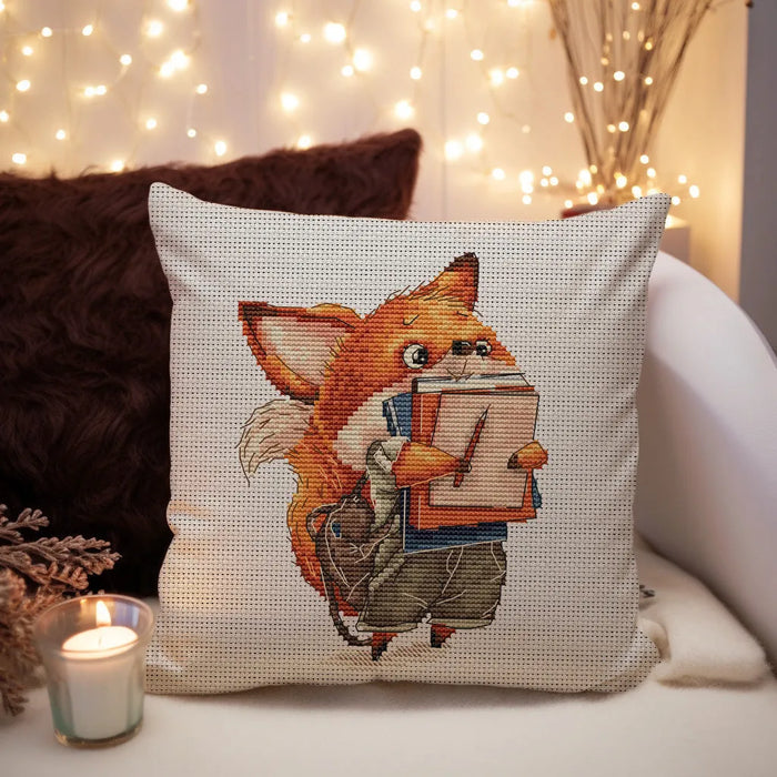 Fox with Notebooks - PDF Cross Stitch Pattern