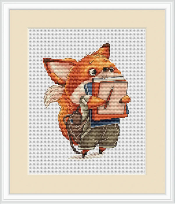 Fox with Notebooks - PDF Cross Stitch Pattern