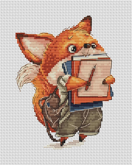 Fox with Notebooks - PDF Cross Stitch Pattern