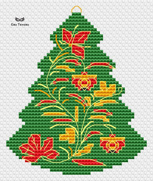 Christmas tree. Khokhloma Set - PDF Cross Stitch Pattern